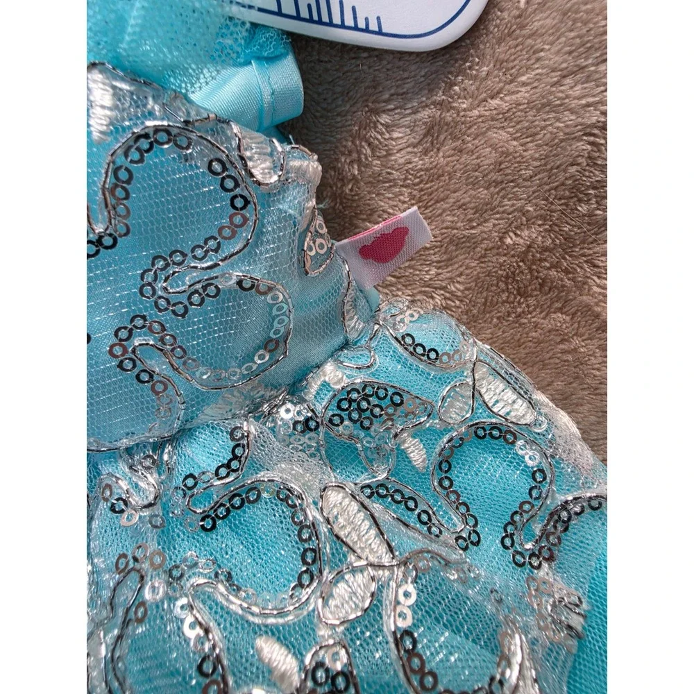 Build-A-Bear Disney Cinderella Blue Sequin Princess Dress and Silver Shoes Set